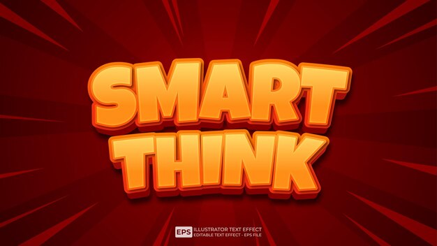 Vector 3d text smart think editable text effect font.