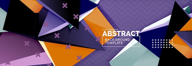 Vector 3d triangular shapes abstract background origami futuristic template with lines