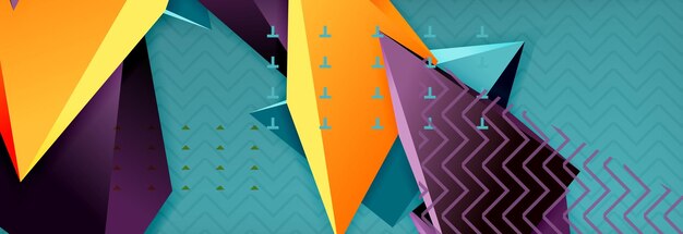 Vector 3d triangular shapes abstract background origami futuristic template with lines