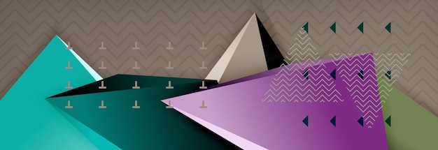 Vector 3d triangular shapes abstract background origami futuristic template with lines