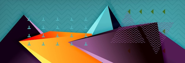 Vector 3d triangular shapes abstract background origami futuristic template with lines