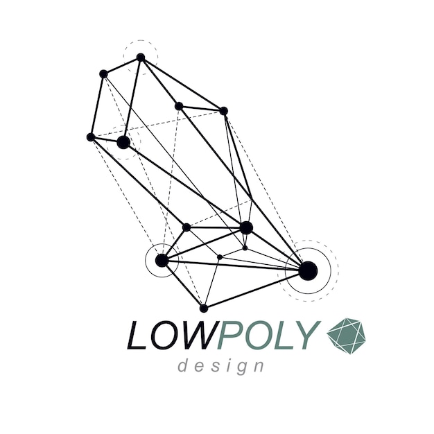 vector abstract 3d mesh object, technology low poly template . construction industry logo.