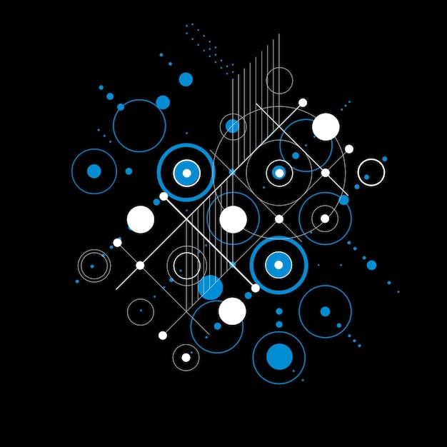 vector abstract background created in bauhaus retro style. modern blue geometric composition can be used as templates and layouts.
