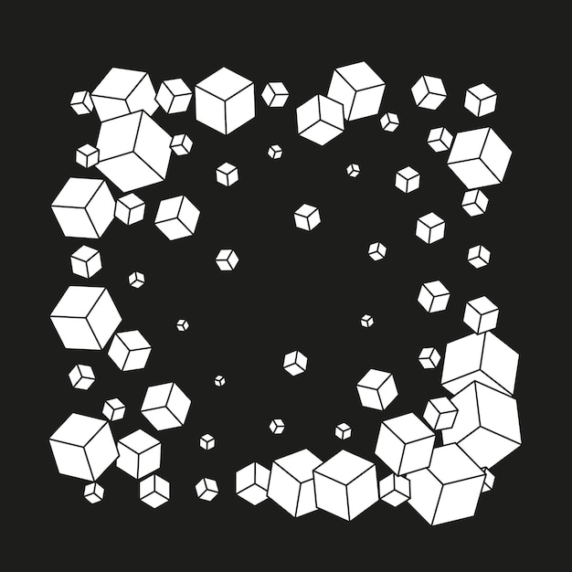 vector abstract background with cube cell. modern technology illustration with square mesh. digital geometric abstraction with lines and points.