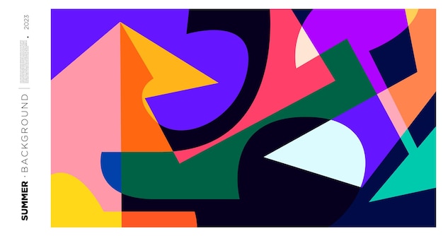 Vector abstract colorful dynamic geometric pattern background illustration for summer 2023