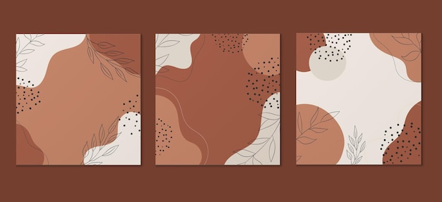 Vector abstract minimalist line art covers set