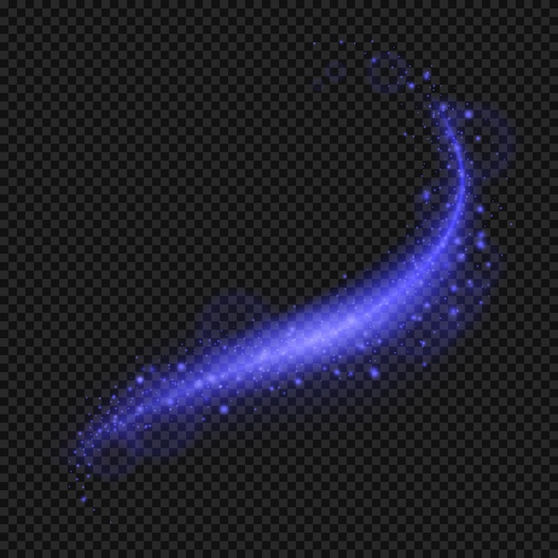 vector abstract sparkling blue waves on tranparent background