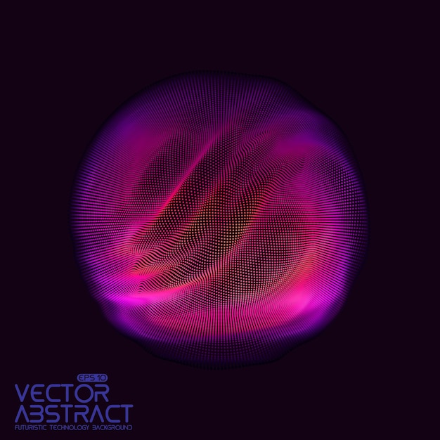 Vector abstract sphere of particles points array Futuristic vector illustration Technology digital splash or explosion of data points Spherical waveform Cyber UI or HUD element