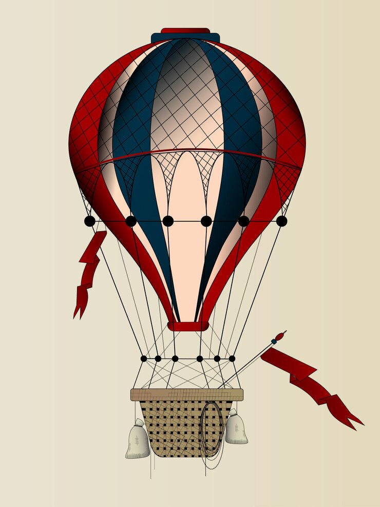Vector air balloon. Illustration air balloon. Exclusive illustration. Premium illustration