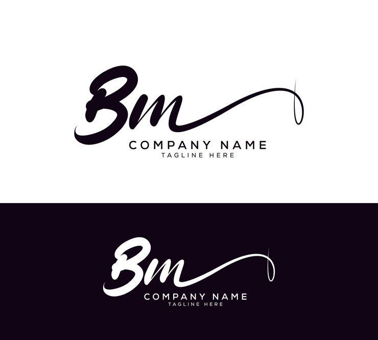 Vector vector b m bm initial letter handwriting and signature logo