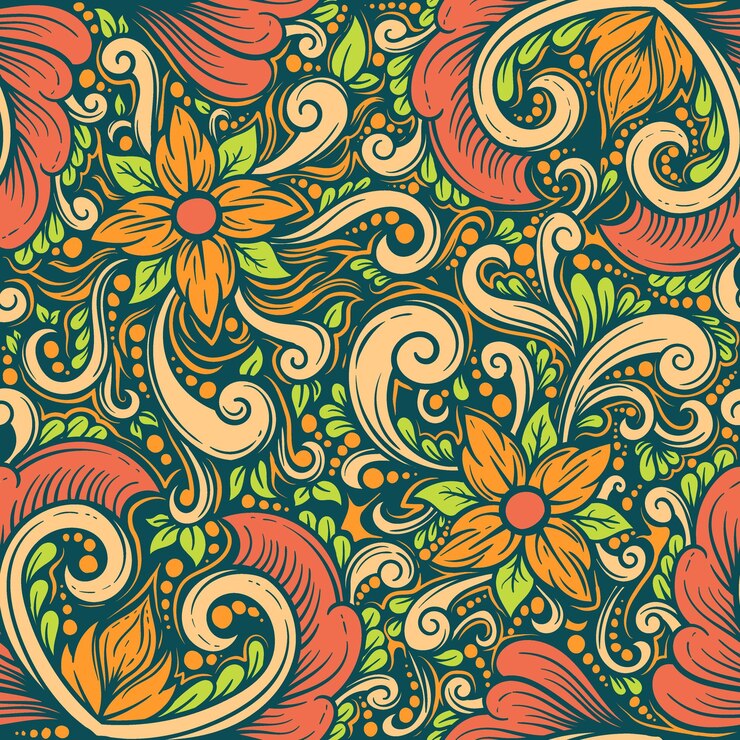 Vector vector batik motif background with flowers