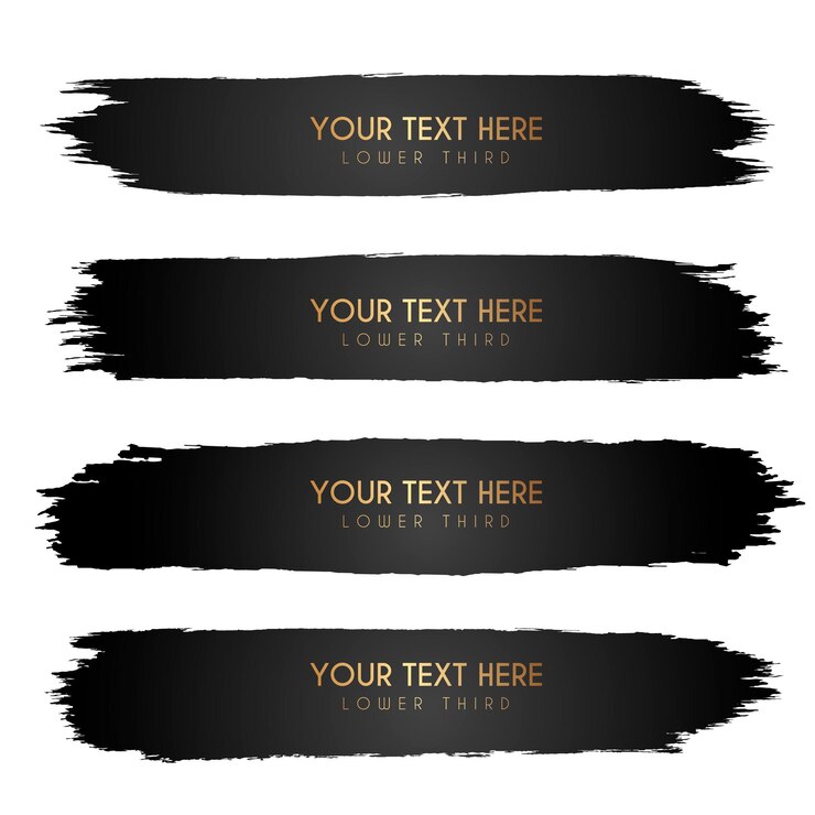 Vector vector black brush stroke and gold text banner template collection