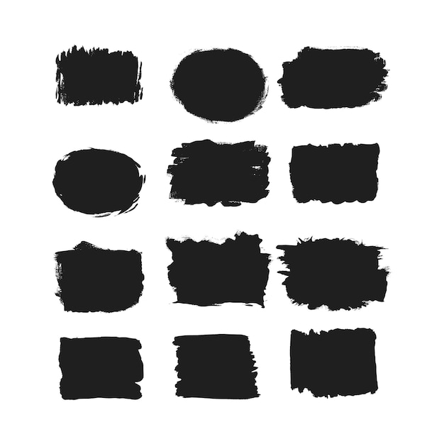 Vector black ink paint brush stroke set Hand drawn grunge decorative brush strokes design element