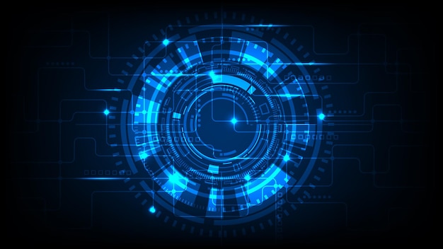 Vector blue abstract digital circuit technology with concept communication.