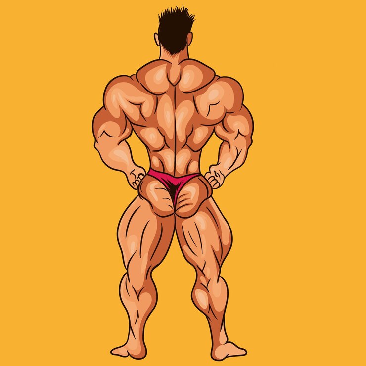 Vector vector body of man bodybuilder showing back and legs