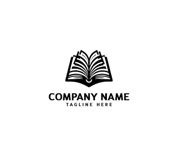 Vector book education logo design Creative black open book logo Book sign icon Reading book logo
