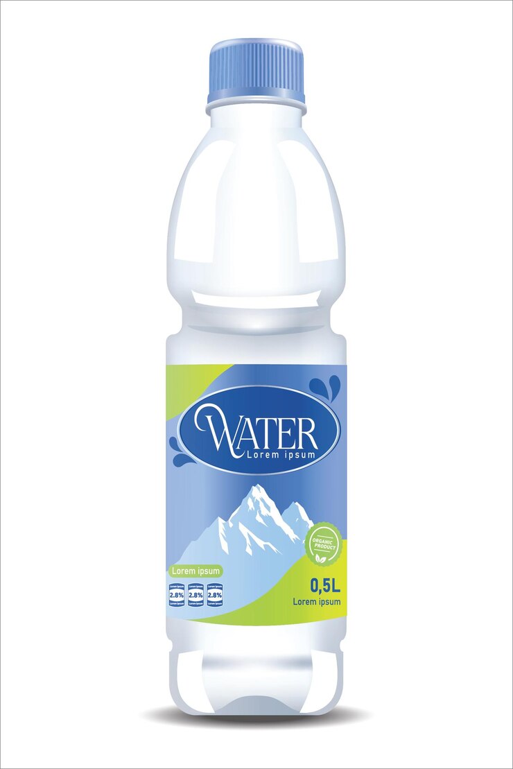 Vector bottles of water on white background