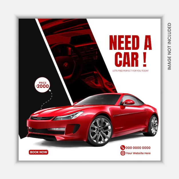 vector car rent and automotive social media banner or instagram post template