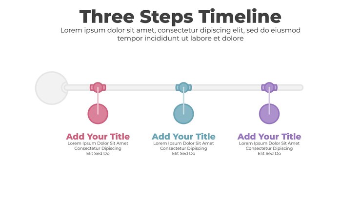 Vector vector circular timeline infographics template with 3 steps