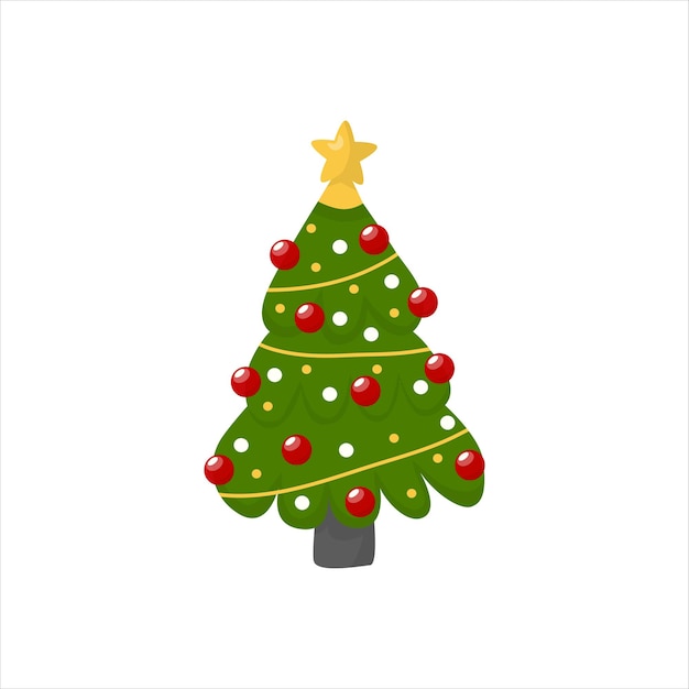 vector clipart christmas tree in cartoon style inscription for postcard invitation poster banner