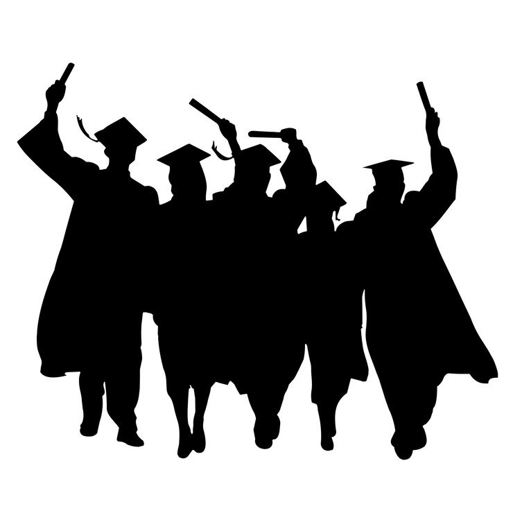 Vector vector collection of graduates celebrating silhouettes poses