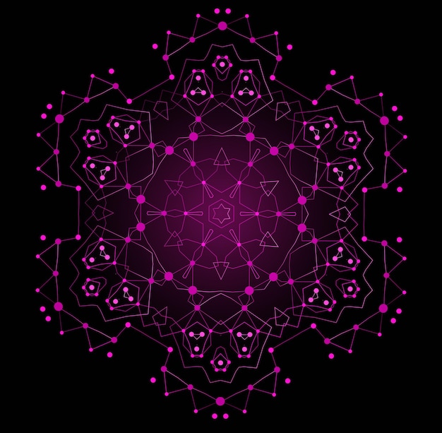 vector colorful bright shape molecular structure with lines and dots background