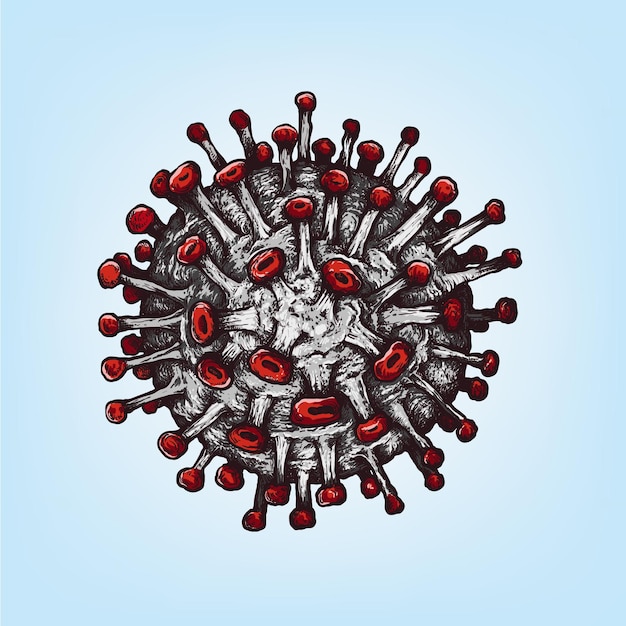 Vector colorful illustration of Covid Virus in sketch style