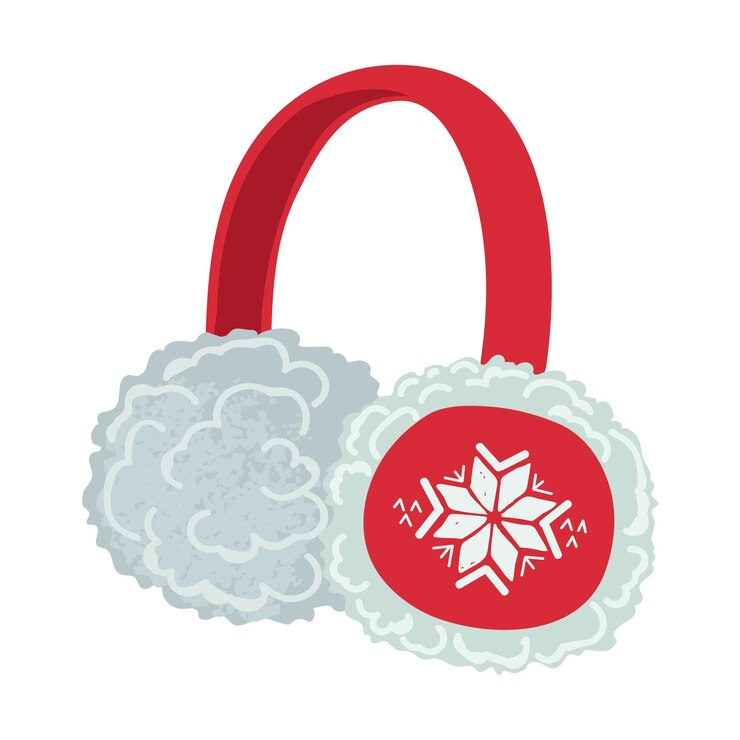 Vector vector colorful illustration of winter earmuffs with christmas pattern in diamonds