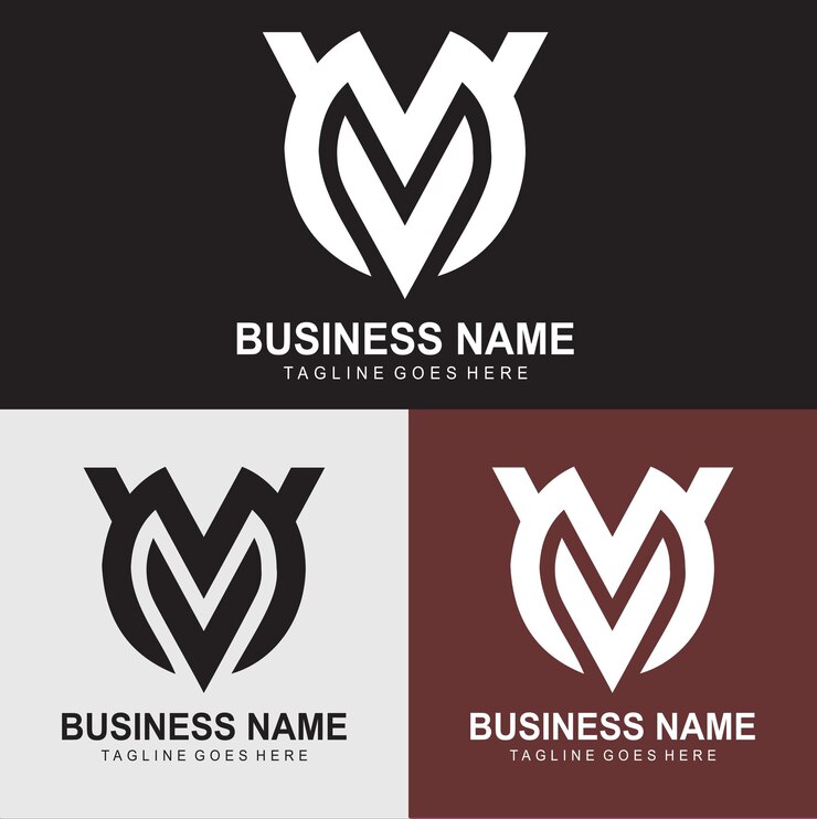 Vector colorful letter vm or mv logo template