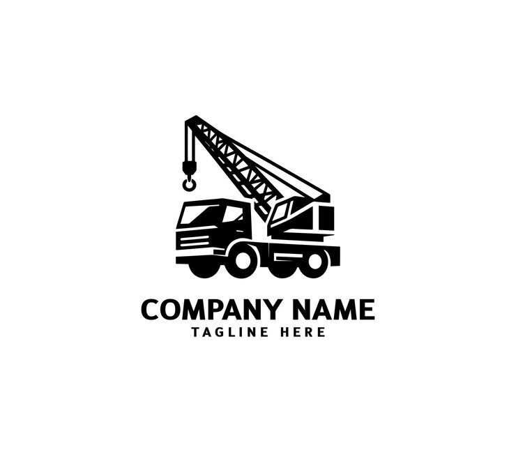 Vector crane truck logo design Industrial logo Construction heavy machine truck mounted crane