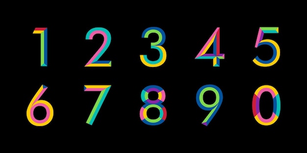 vector creative colorfull geometry shapes' numerals font alphabet vector illustrations