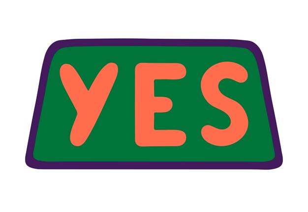 Vector cute funny YES patch or sticker in 90s style. Trendy kidcore designs