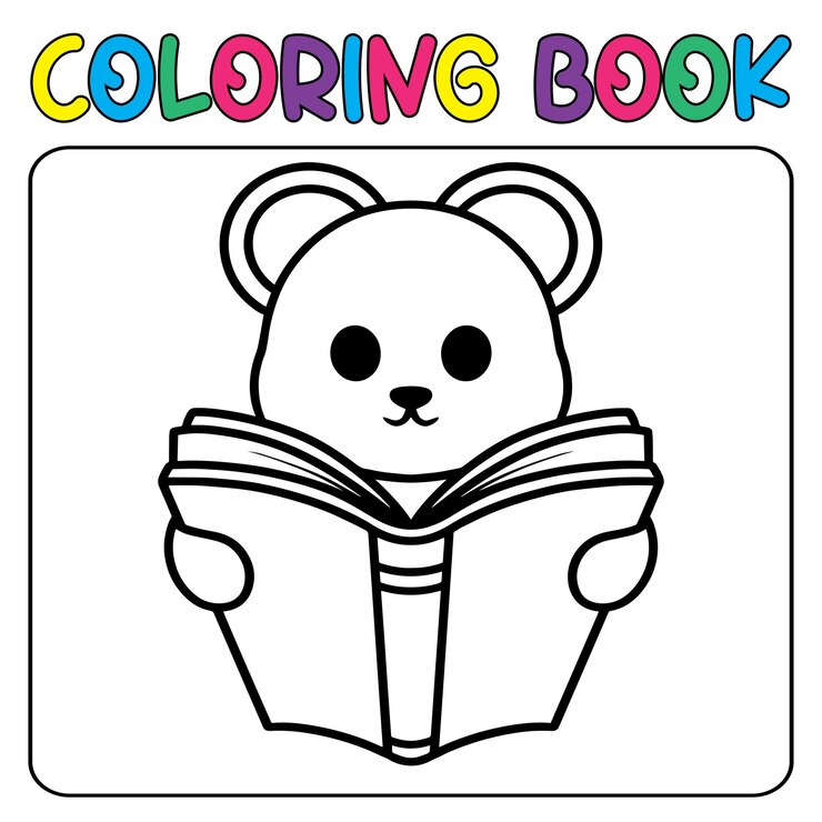Vector vector cute panda bear for children039s coloring page vector icon illustration