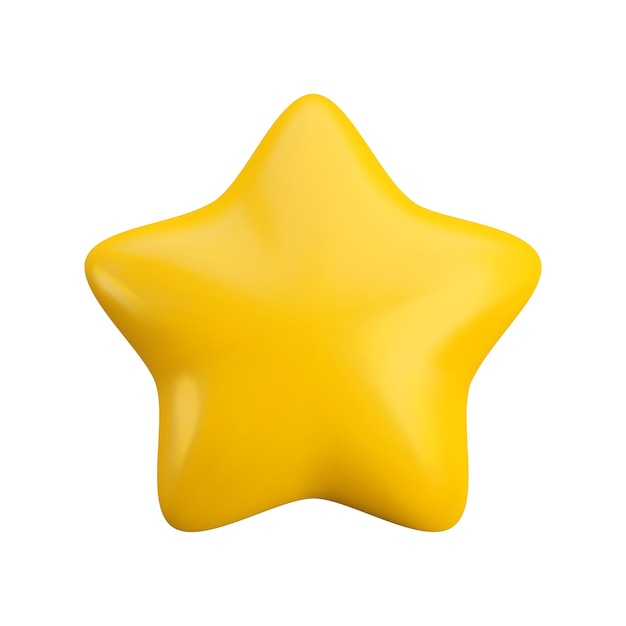 Vector d gold star icon on white background cute realistic cartoon d render glossy yellow star