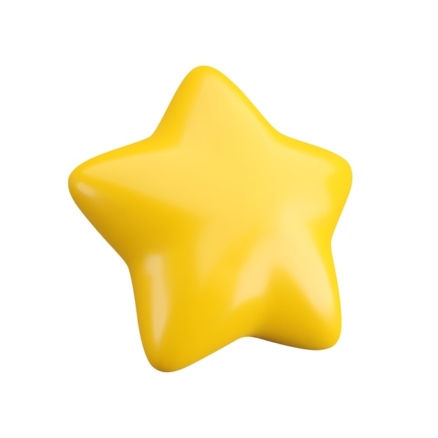Vector d gold star icon on white background cute realistic cartoon d render glossy yellow star