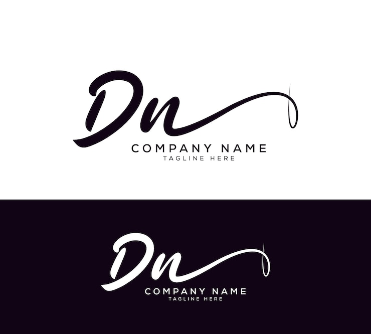 Vector vector d n dn initial letter handwriting and signature logo