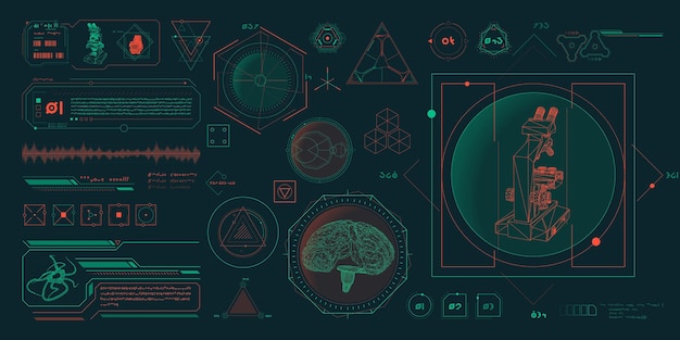 vector data elements for scifi interface infographics