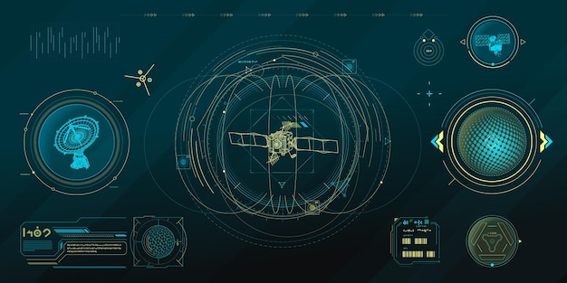 vector data elements for scifi interface infographics