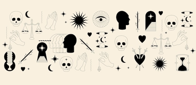 vector design linear template logos or emblems mystical magic banner with spiritual talismans