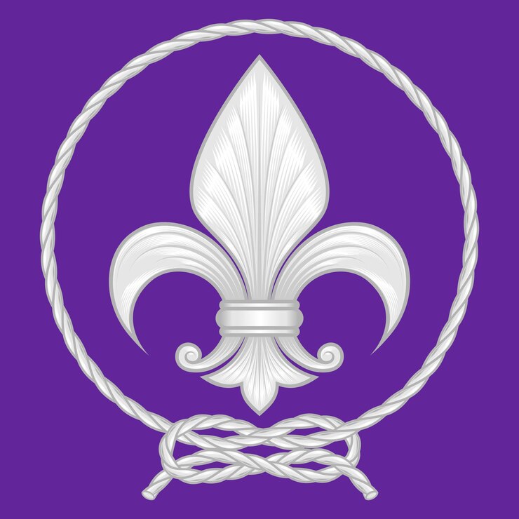 Vector vector design of a fleur de lis surrounded by an intertwined rope