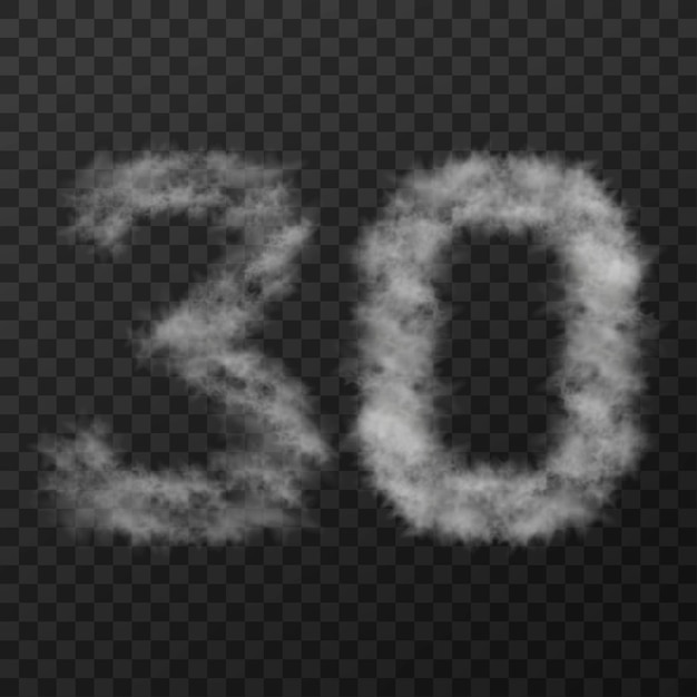 vector design of smoke textured number means thirty isolated on transparent background