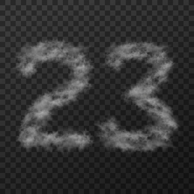 vector design of smoke textured number means twenty three isolated on transparent background