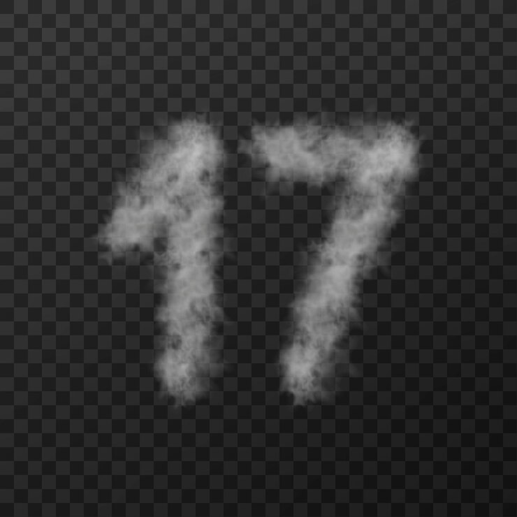 vector design of smoke textured number seventeen isolated on transparent background