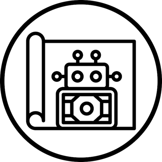 Vector Design Robot Blueprint Icon Style