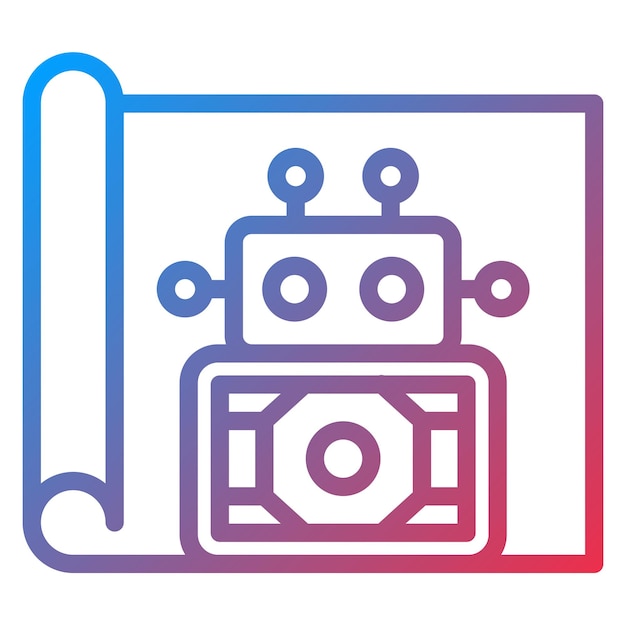 Vector Design Robot Blueprint Icon Style