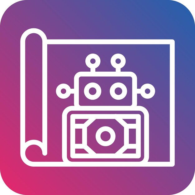 Vector Design Robot Blueprint Icon Style