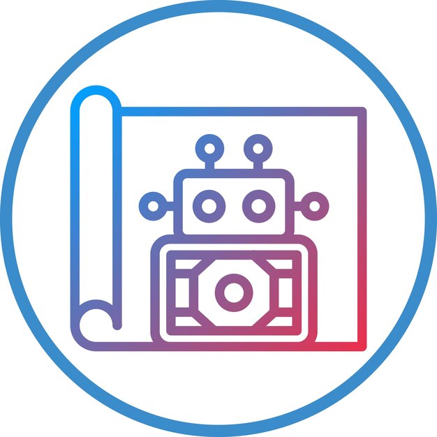 Vector Design Robot Blueprint Icon Style