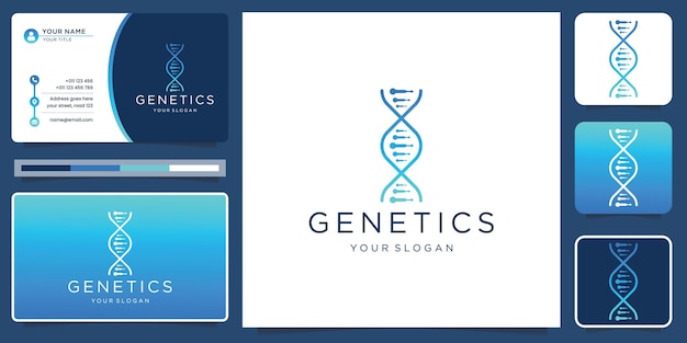 vector dna aesthetic medical logo premium with business card template