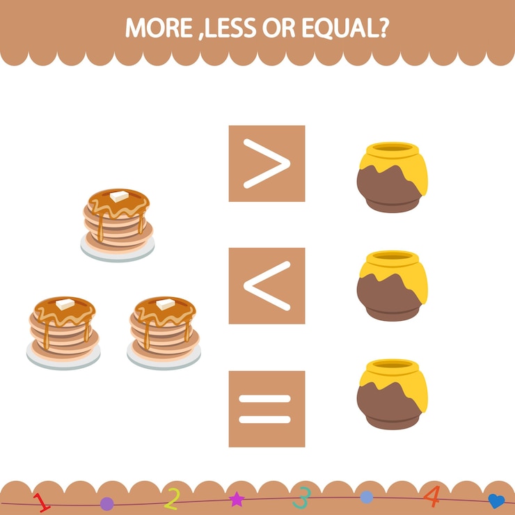 Vector vector education game for children more less or equal
