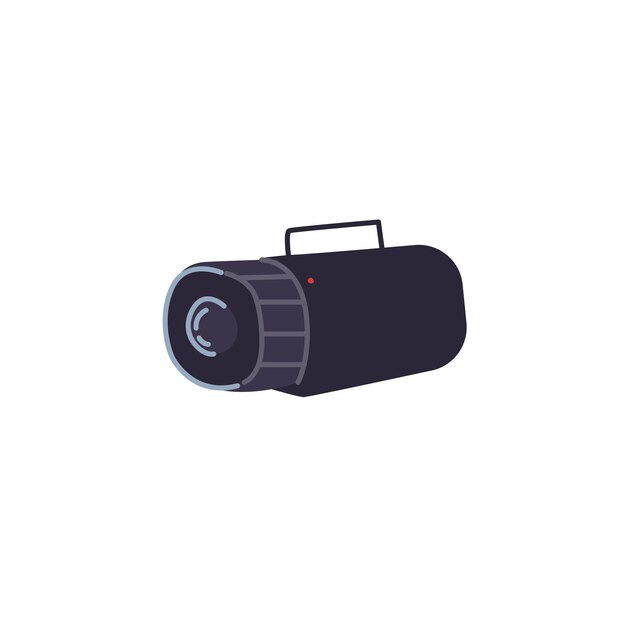 Vector flat cartoon searchlight isolated on empty background-professional TV studio equipment,television production industry concept,web site banner ad design